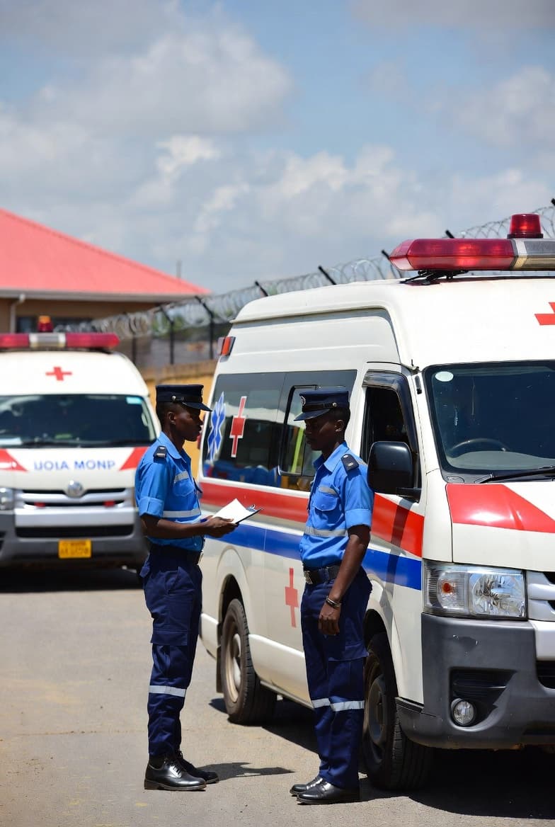 Medical standby and ambulance vehicle at an outdoor event venue